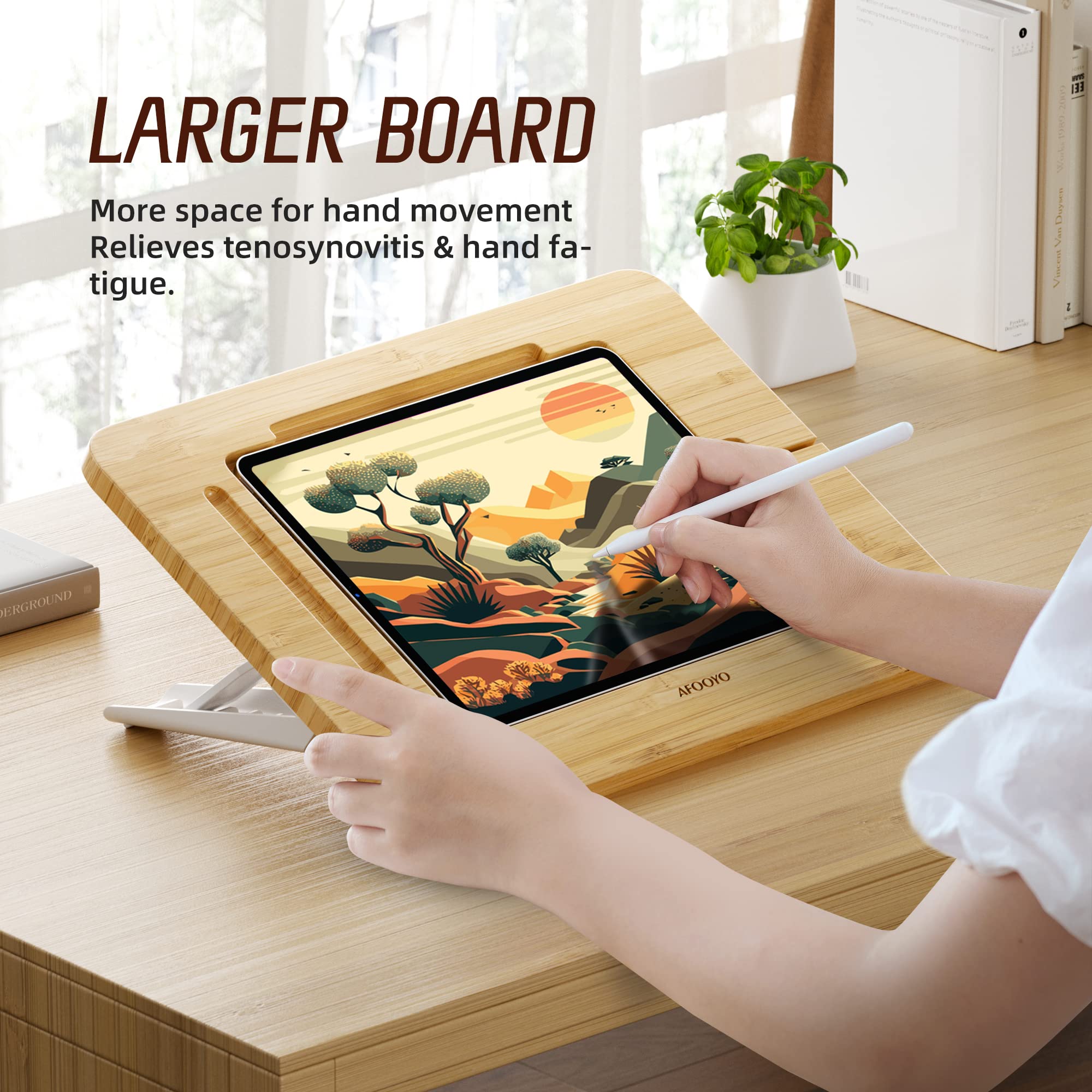 Amazon.co.jp: AFOOYO 竹製タブレットお絵かきスタンド - ポータブル